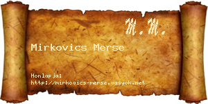 Mirkovics Merse névjegykártya
